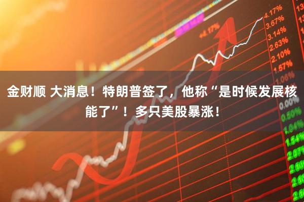 金财顺 大消息！特朗普签了，他称“是时候发展核能了”！多只美股暴涨！